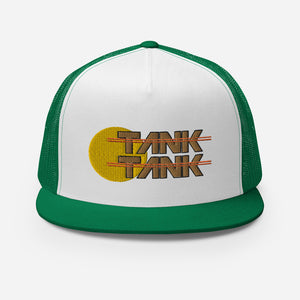 TANK Trucker Hat Mustard Sun || Green/White