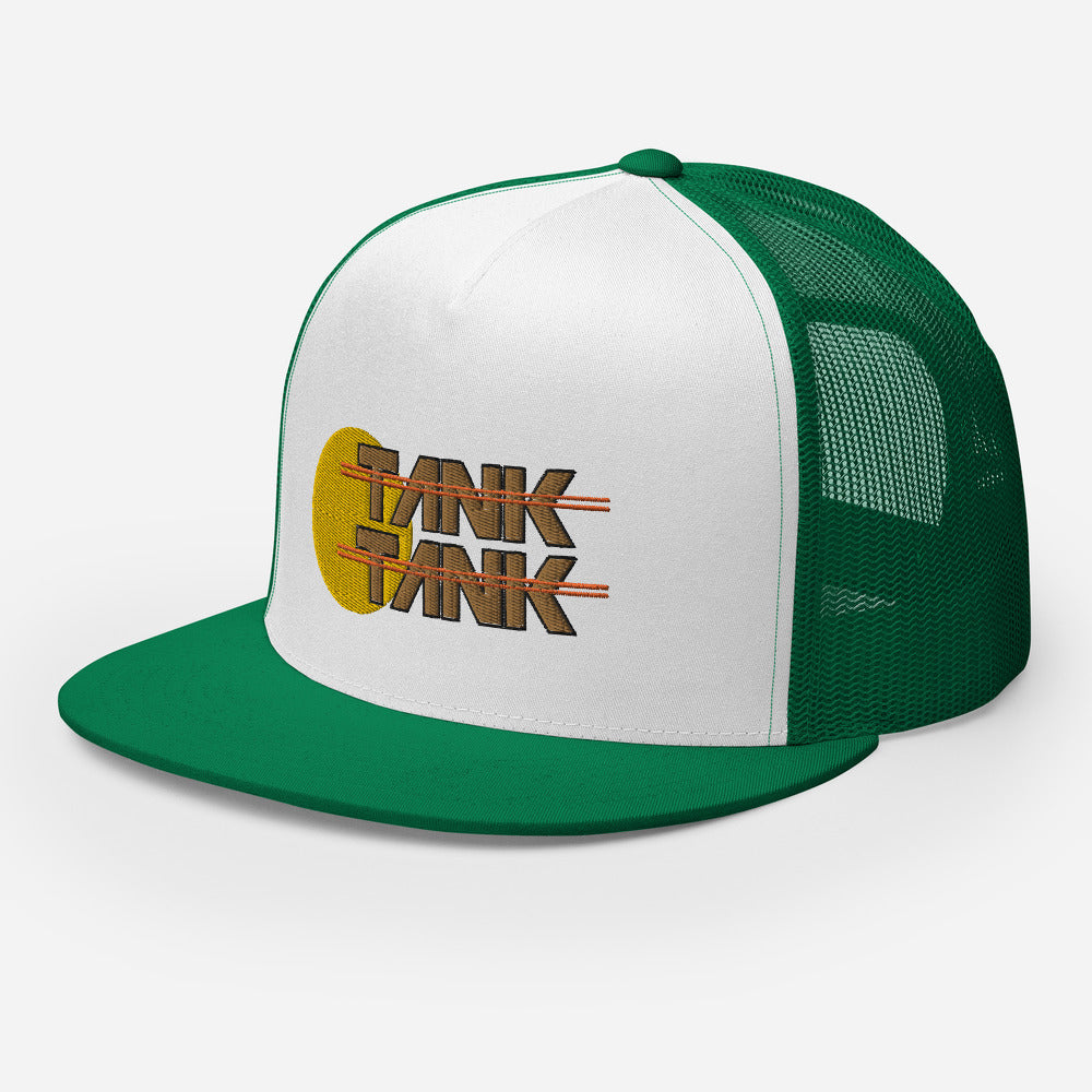 TANK Trucker Hat Mustard Sun || Green/White