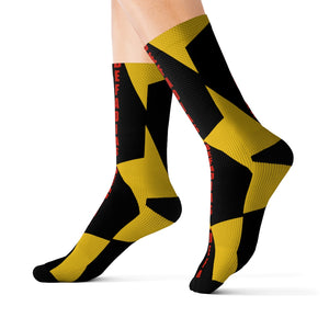 BEFADIAS Blocked Dot-Strip Socks || Mustard Der