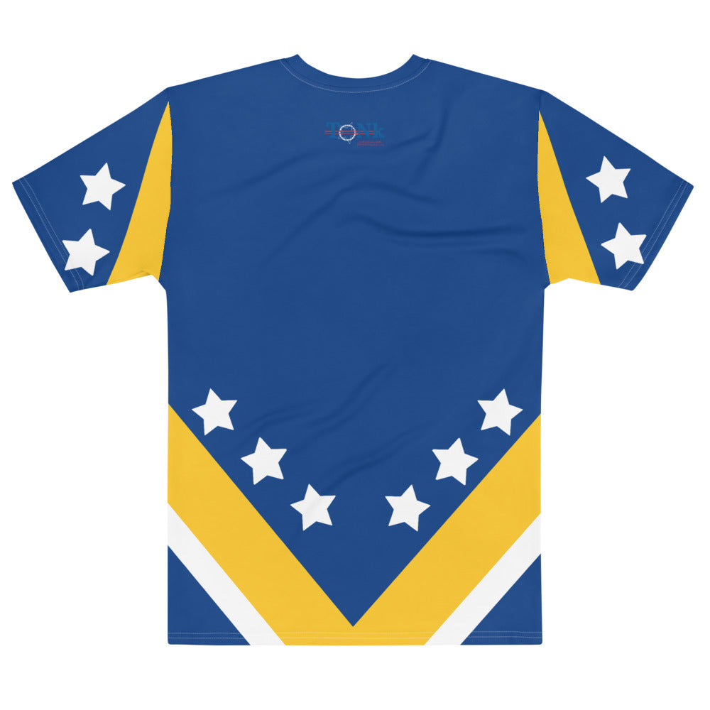 star print crew neck short sleeve shirt | Classic befadias shirt |  white / yellow stripe shirt | Because It Fits | Massachusetts | flag |  Halloween |  mustard | stars | crew neck | blue shirt  