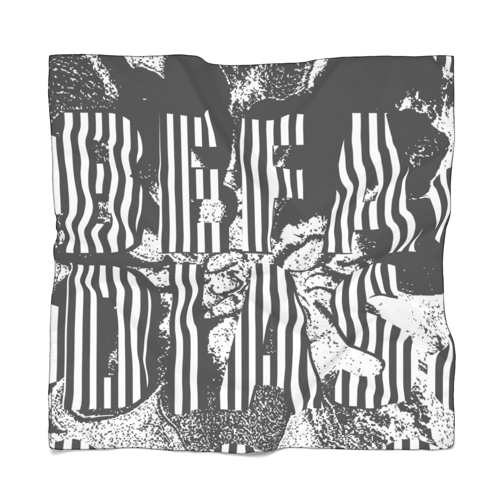 Befadias Split Striped Down Floral Scarf || Black and White